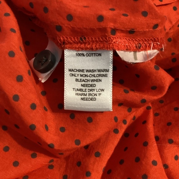 LOFT Red Polka Dot Button Front Blouse Long Sleeve Relaxed Fit Size M - Picture 7 of 7